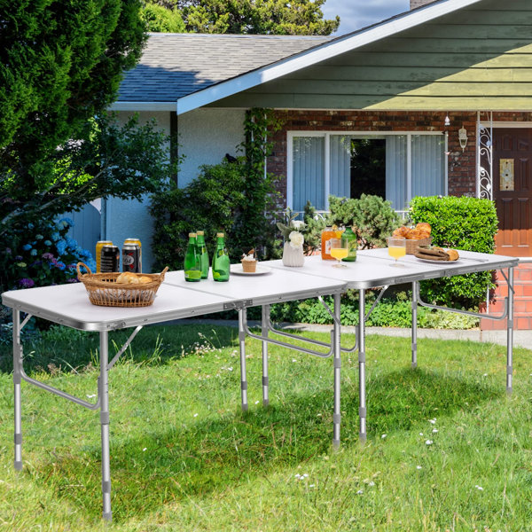 GH91 Klapptisch Set 2 Stück – Je 180x74 Cm, Aus Harz & Stahl, Für 4-6 Personen, Max. 150 Kg Belastung